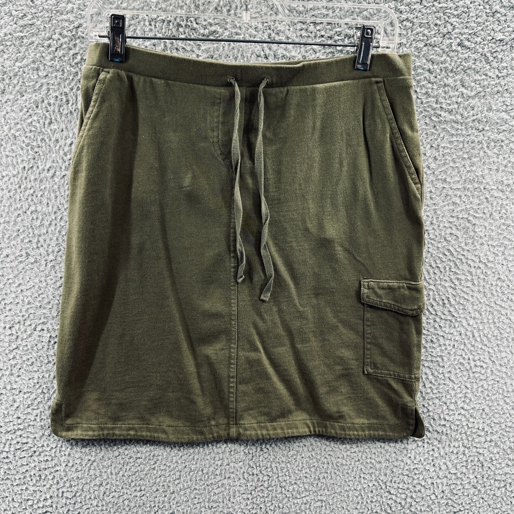 J Jill Womens Utility Minimalist Skirt XS Olive Soft Cargo Pocket Casual Comfort